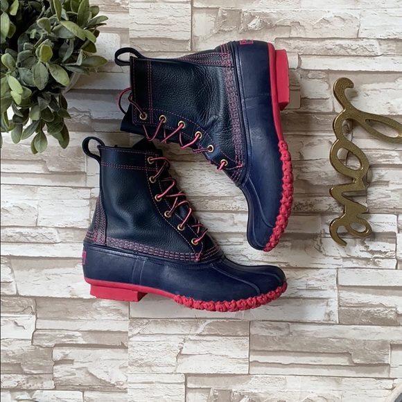 Ll Bean Bean Boots Pink And Navy 